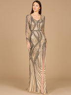 Cascading Beads Long Sleeve Dress