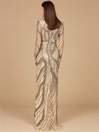 Cascading Beads Long Sleeve Dress