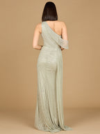 Beaded One Shoulder Dress with Train