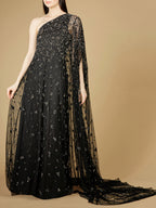 One Shoulder Cape Sleeve Gown