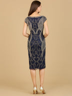 Cap Sleeve Midi Gown with High Neckline