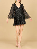 Bell Sleeve Sequin Cocktail Dress