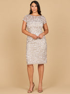 3D Applique Midi Dress with Cap Sleeves
