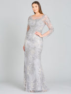 High Neck Long Sleeve Fitted Lace Gown