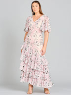 Cape Sleeve Print Dress- OUTLET