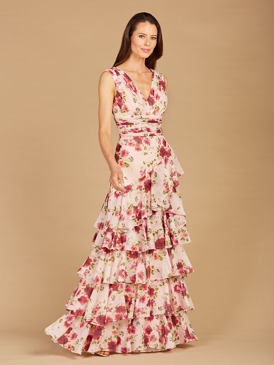 Ruffle Skirt Print Dress - OUTLET