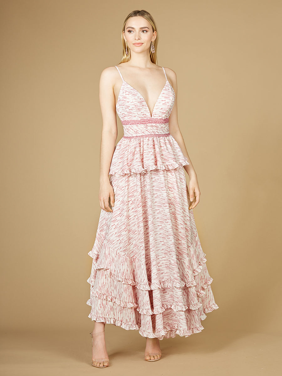 Plunging V-Neck Print Dress OUTLET