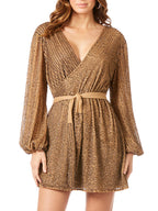 Long Sleeve Cocktail Wrap Dress - OUTLET