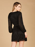 Long Sleeve Cocktail Wrap Dress - OUTLET