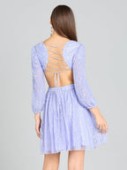 Long Sleeve Cut Out Dress with Lace Up Back