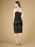 One Shoulder Midi Cocktail Dress - OUTLET