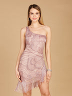 One Shoulder Cocktail Dress with Fringe