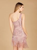 One Shoulder Cocktail Dress with Fringe