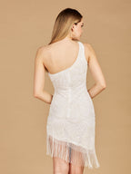 One Shoulder Cocktail Dress with Fringe