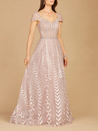 Cap Sleeve Beaded Lace Ballgown