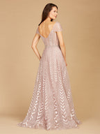 Cap Sleeve Beaded Lace Ballgown