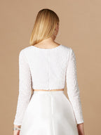 Long Sleeve V-Neck Beaded Top