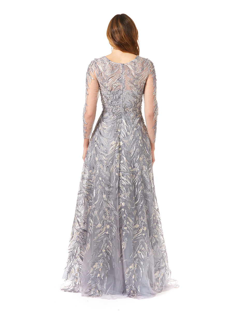 High Neck, Long Sleeve Ball Gown