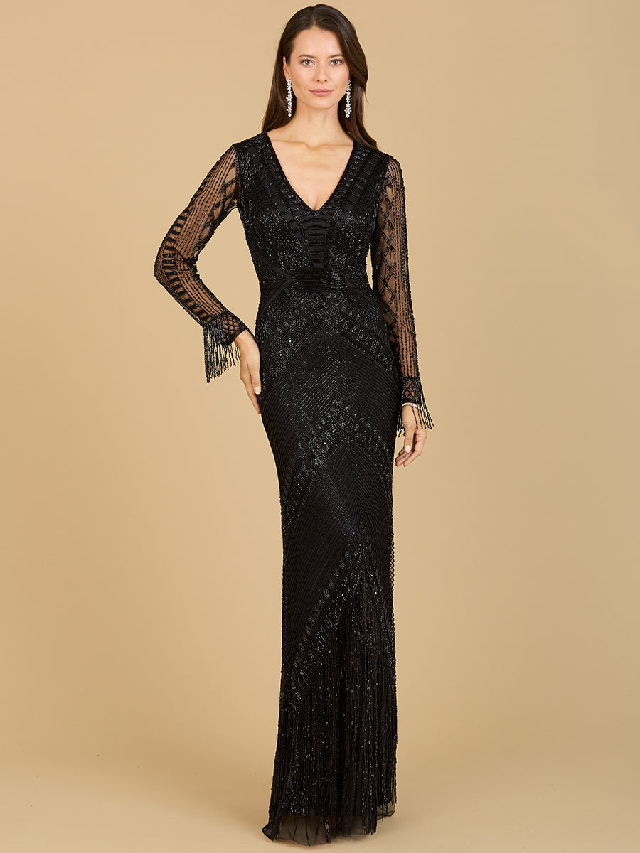 Long Sleeve Fringe Dress