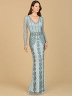 Long Sleeve Beaded Dress