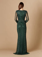 Long Sleeve Beaded Dress
