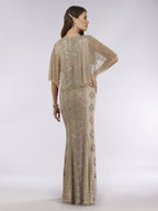 Lara 29397 - Cape Sleeve V-Neck Beaded Gown  - OUTLET