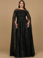 Lace Gown with Dramatic Cape Sleeves