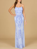 Lara 29577 - Scoop Neck, Lace Up Open Back Dress