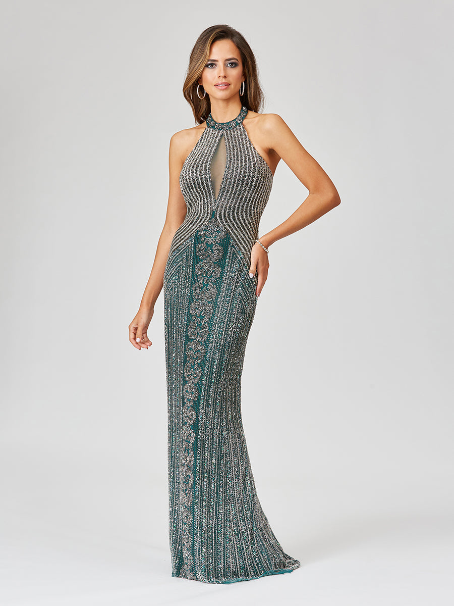 Halter Neck Dress with Keyhole