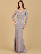 Lara 29602 - V Neck Beaded Long Sleeve Dress