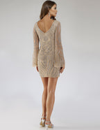Lara 29608 - Bell Sleeves V Neck Cocktail Dress