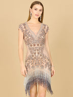Lara 29609 - Beaded Fringe Short Cocktail Dress