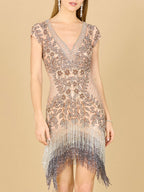 Lara 29609 - Beaded Fringe Short Cocktail Dress