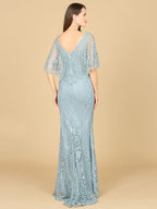 Lara 29673 - Cape Sleeve Mermaid Gown