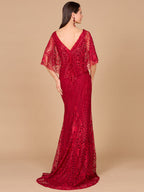 Lara 29673 - Cape Sleeve Mermaid Gown