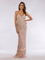 Lara 29744 - Spaghetti Strap Beaded Dress