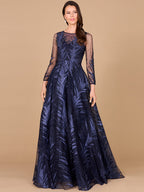 Lara 29761 - High Neck Sheer Long Sleeve Embellished Gown