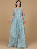 Lara 29761 - High Neck Sheer Long Sleeve Embellished Gown