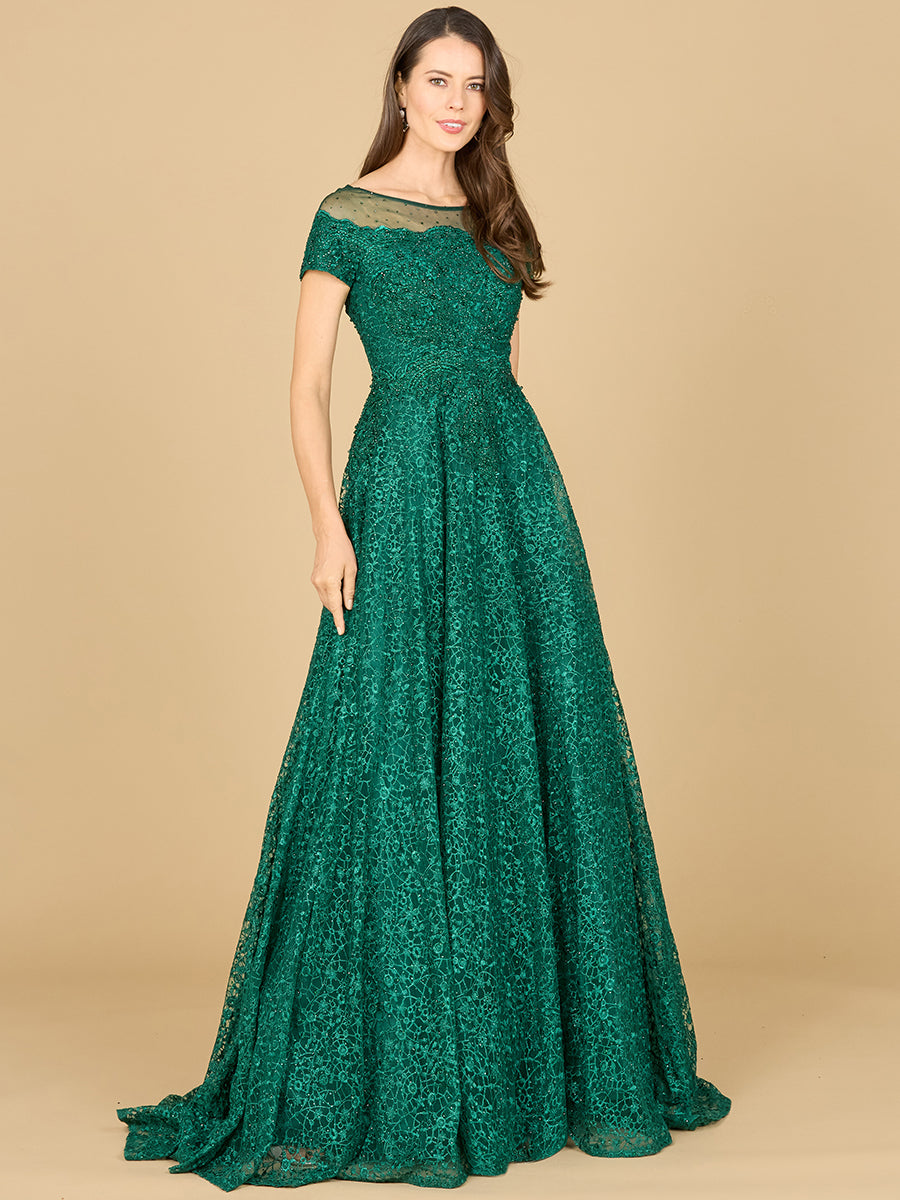 Lara 29765 - Sheer Off Shoulder Ball Gown