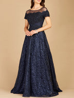 Lara 29765 - Sheer Off Shoulder Ball Gown