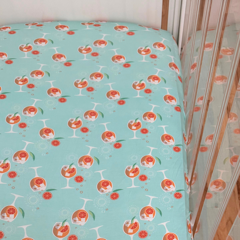 Amalfi Coast Spritz Seafoam Crib Sheet