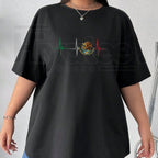 "Mexico Heartbeat EKG" – Mexican Pride Flag Emblem Graphic Top