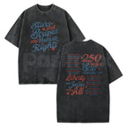 Stars and Stripes and Human Rights T-Shirt – 250 Years America Social Justice Graphic Tee, Vintage Washed Retro Patriotic Lightweight Cotton Top