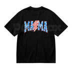 Mama Checkered Lightning Bolt T-Shirt – Retro Rocker Mom Graphic Tee