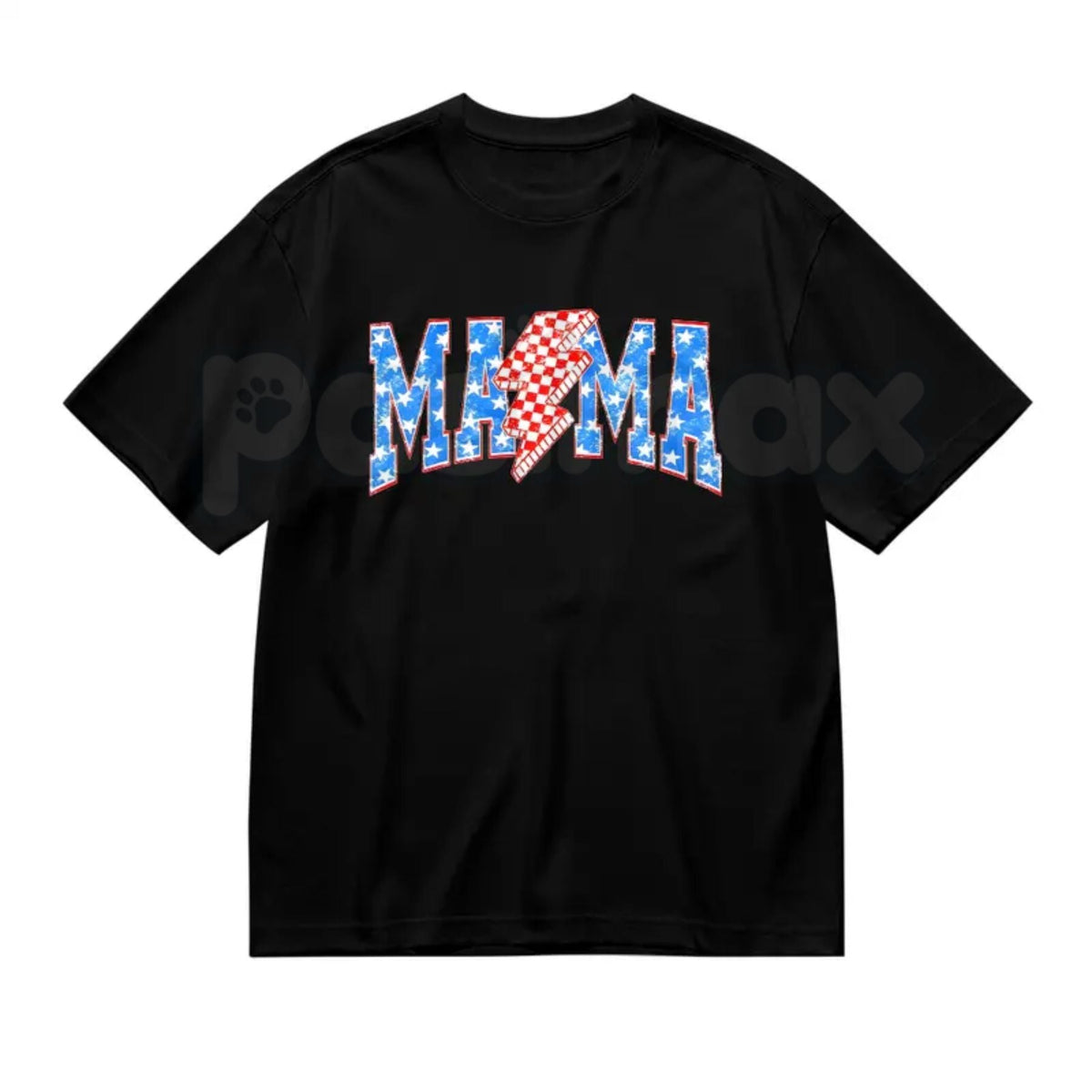 Mama Checkered Lightning Bolt T-Shirt – Retro Rocker Mom Graphic Tee