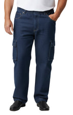 Men's Pull-On Jeans with Double Cargo Pockets — Lightweight Easy Fit