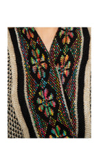 Women's Open Front Fringed Jacquard Weave Long Cardigan