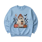 Ghost Checker Graphic Top | Retro Checkerboard Ghost Sweatshirt