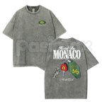 Hotel De Monaco Racing Poster T-Shirt – 90s Retro Grand Prix Graphic Tee, Vintage Washed Lightweight Cotton Motorsport Streetwear Top