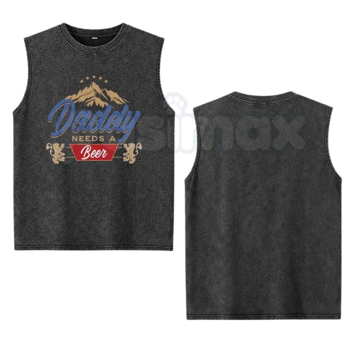 Men's Daddy Needs A Beer Tank Top – Retro Funny Drinking Graphic Sleeveless Shirt, Vintage Washed Lightweight Cotton Summer Top